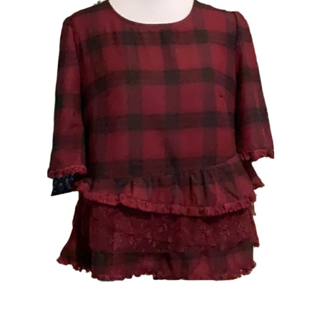 SALE! NWT Plaid Lace Up Pol Top